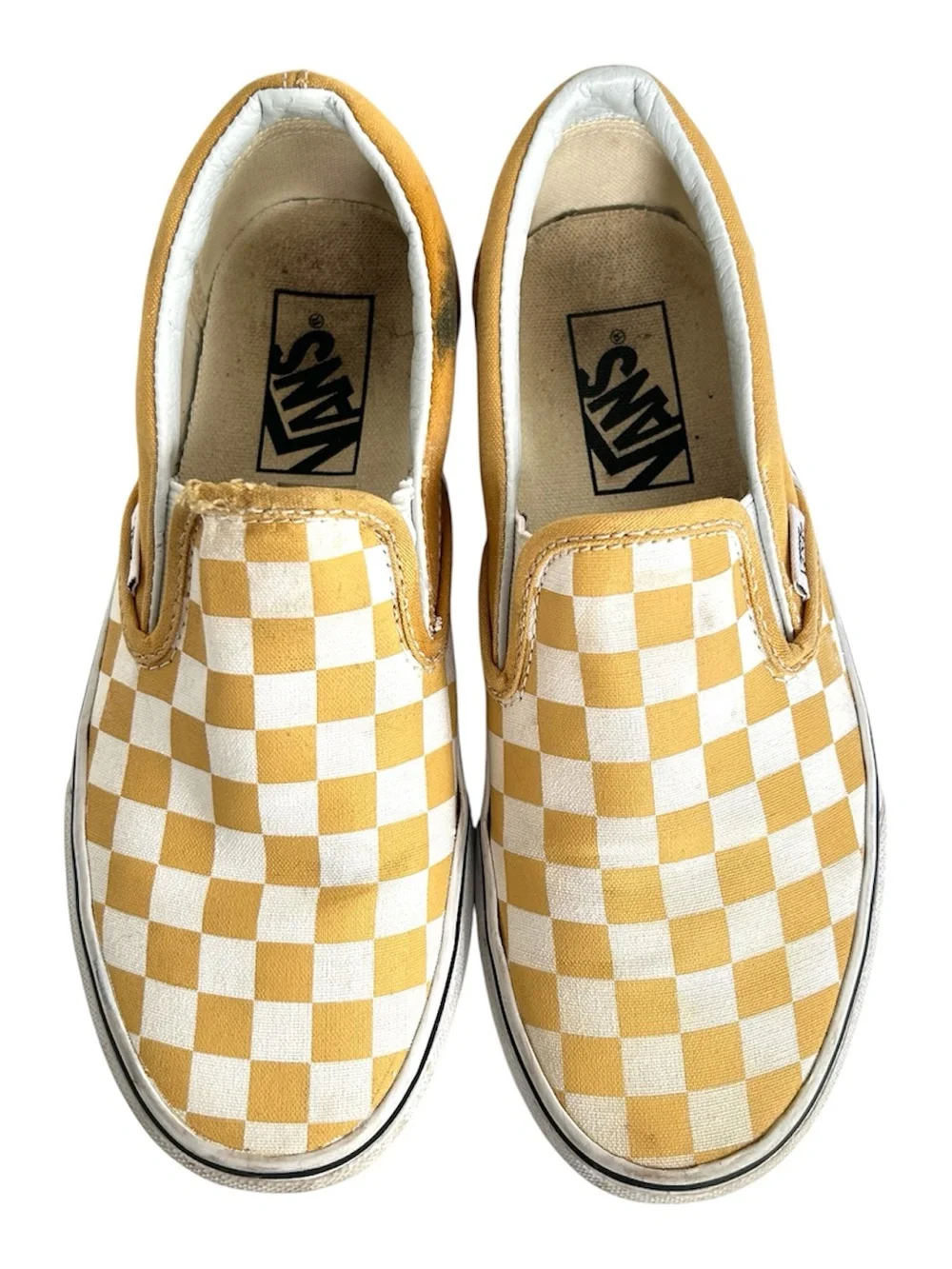 Vans Off the Wall Yellow Checkerboard Slip-on Sneakers. Women's Size 5.5